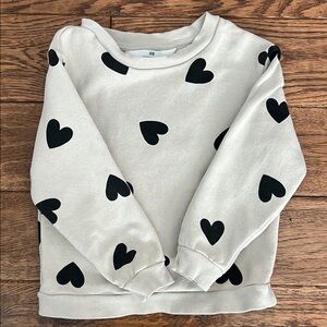 H&M White Sweatshirt with Black Heart Print